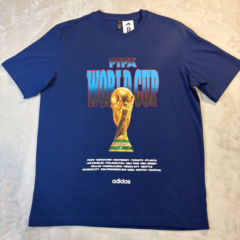 Adidas FIFA World Cup 2026 Tour Tee 2 Dark Blue Mens Small KH3680 NWT